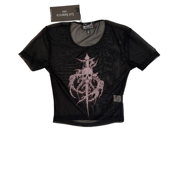 Lip Service Womens Small Gothic Mesh Sheer Top Steampunk Y2K Punk Grunge TAGS - Picture 1 of 7